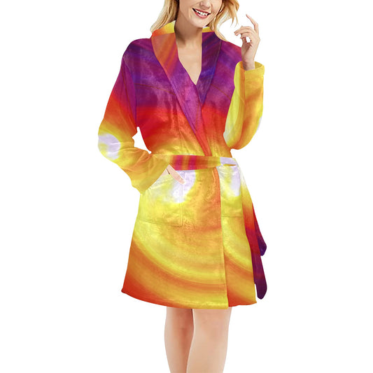 Vortex Twist Swirl Flame Themed Women's Fleece Robe