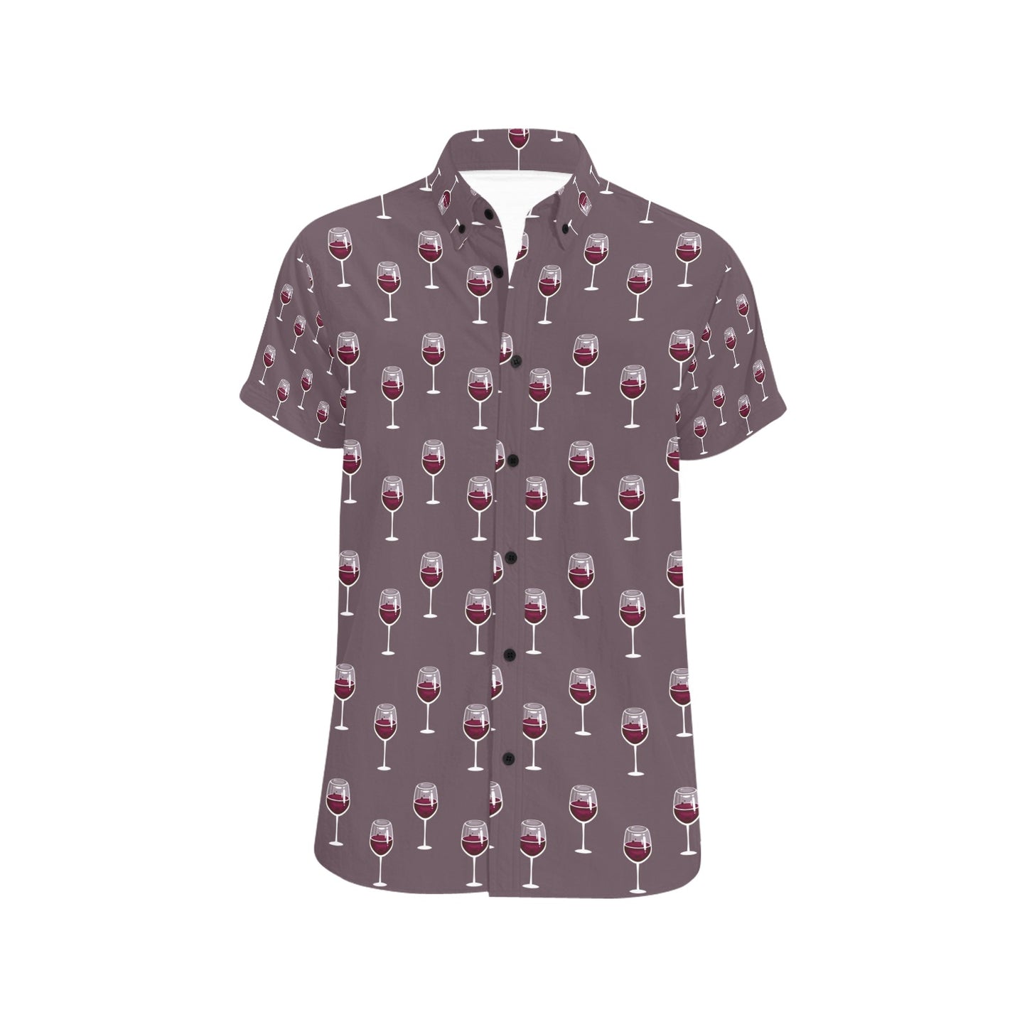 Wine Glass Pattern Print Design LKS305 Men Short Sleeve Button Up Shirt