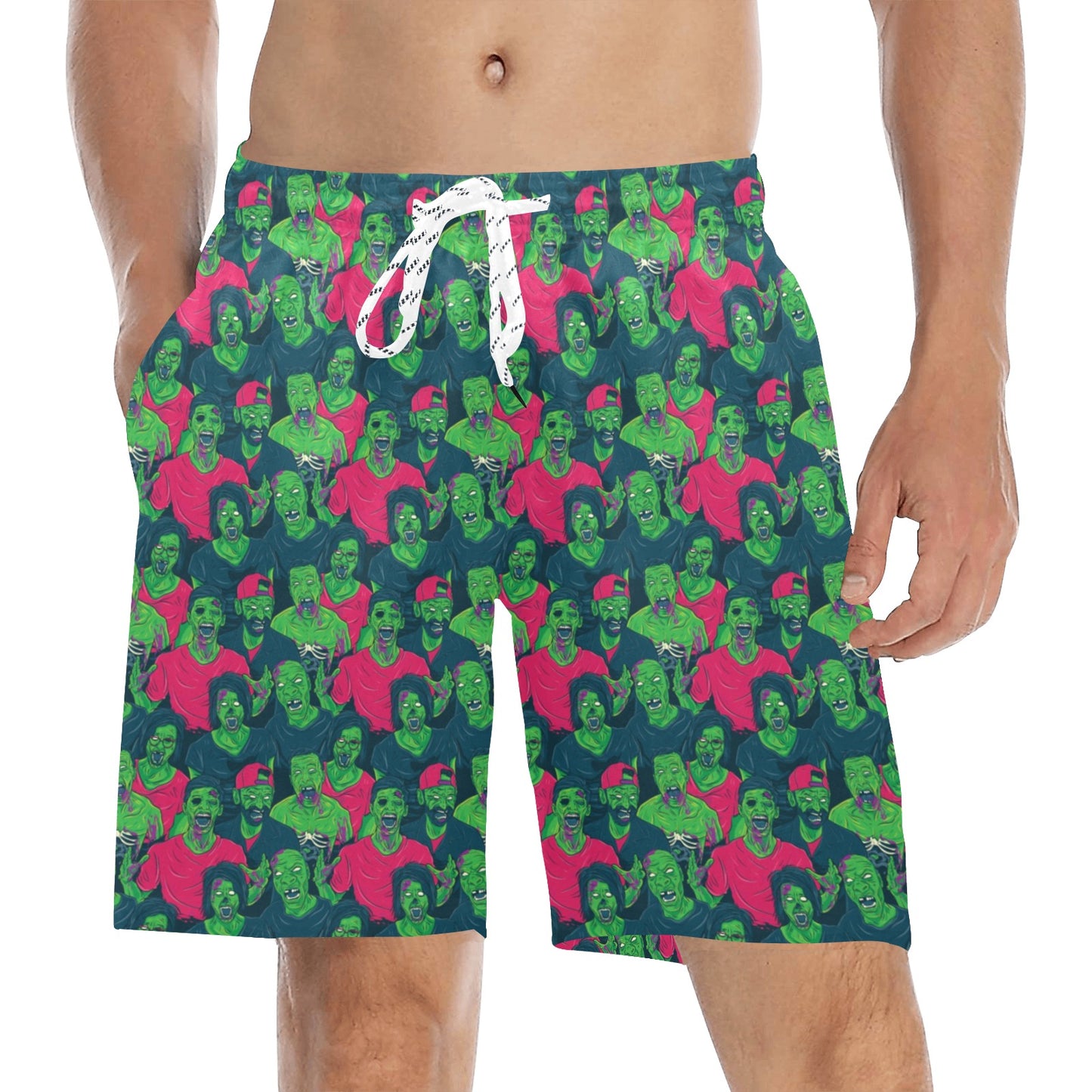 Zombie Themed Design Pattern Print Men's Swim Trunks Beach Shorts