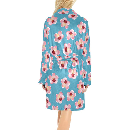 Cherry Blossom Pattern Print Design CB09 Women's Fleece Robe