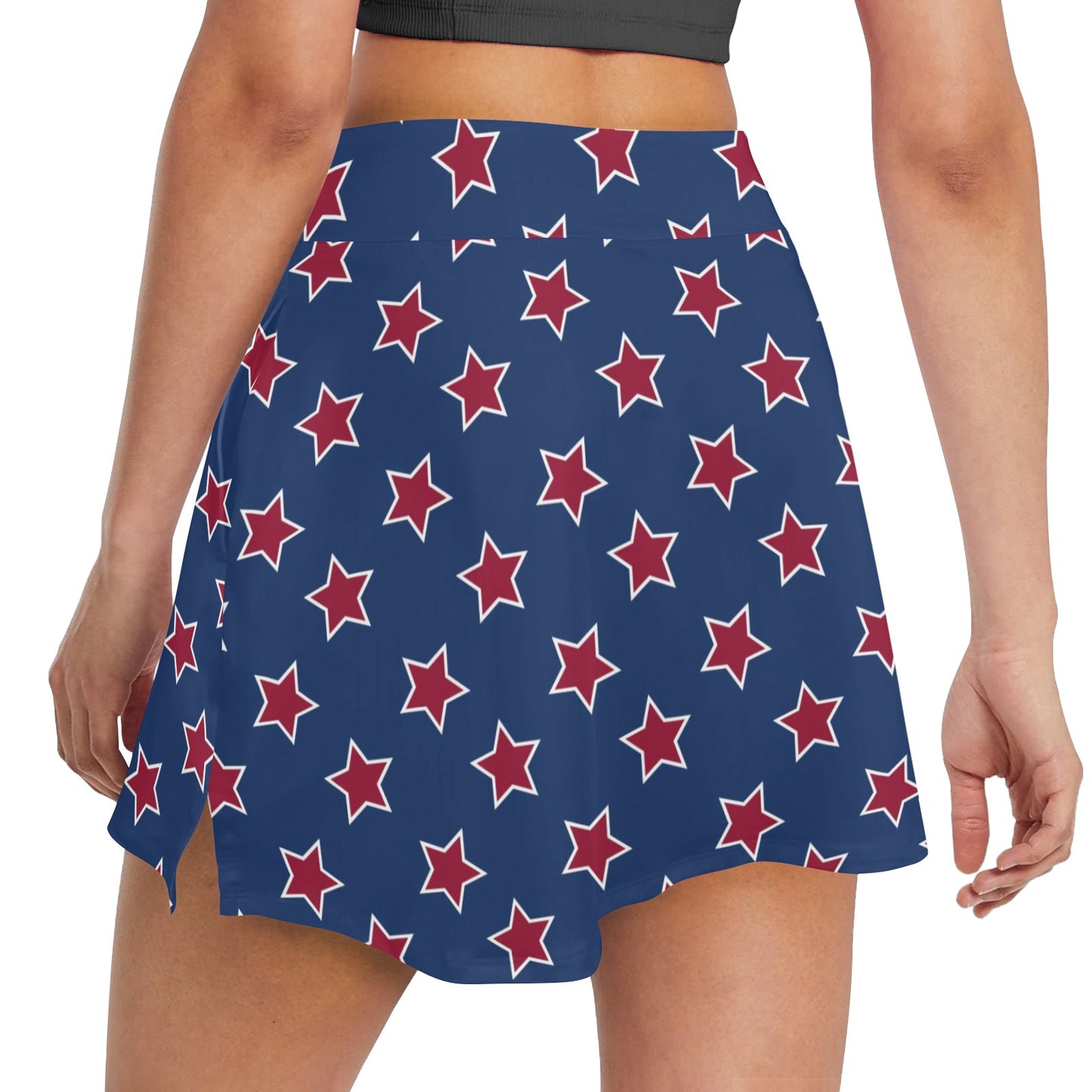 Star Red Blue Print Design LKS301 17" Golf & Pickleball Skort with Pockets