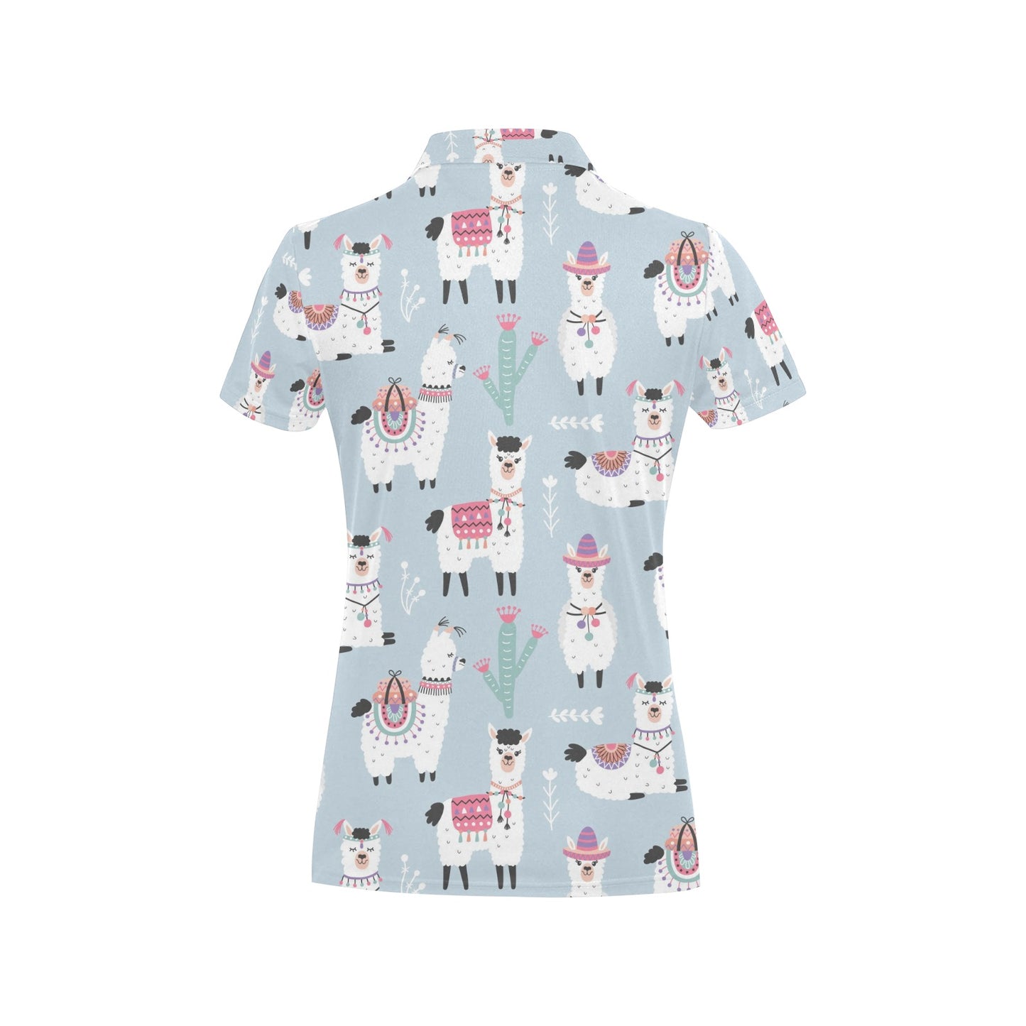 Llama Pattern Print Design 04 Women's Polo Shirt