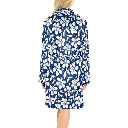 Hibiscus Pattern Print Design HB031 Women's Fleece Robe