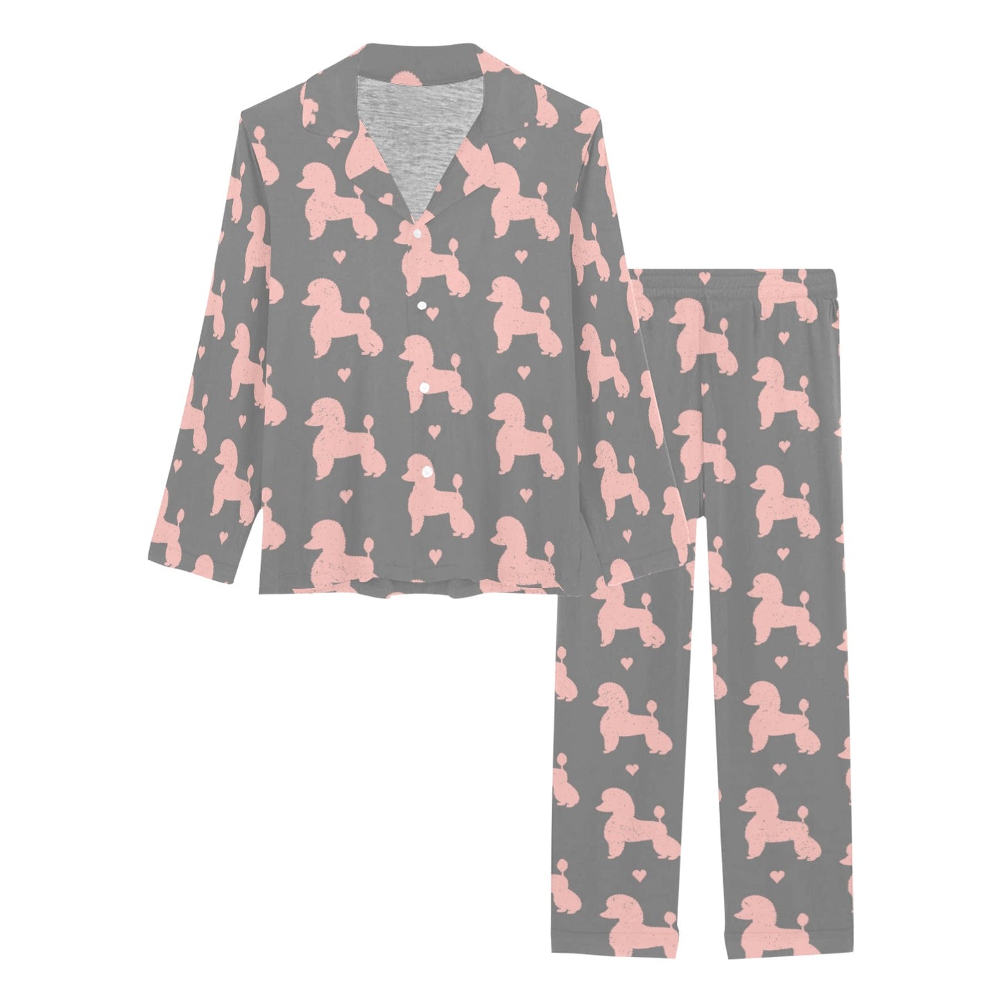 Poodle Pattern Print Design A02 Women's Long Pajama Set