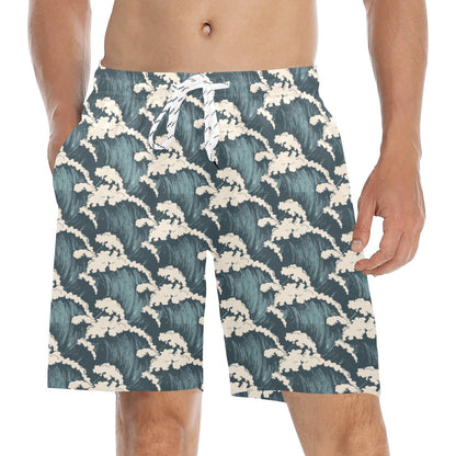 Wave Art Print Men's Swim Trunks Beach Shorts
