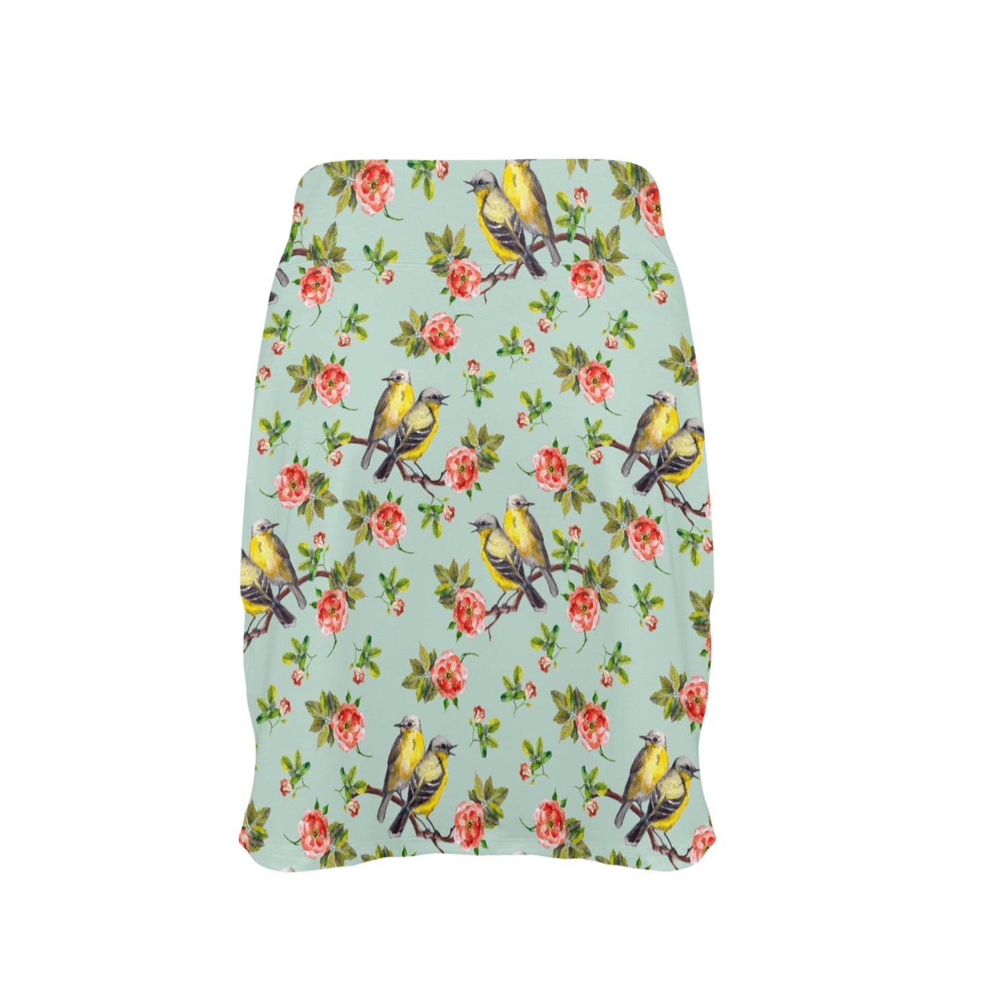 Bird with Red Flower Print Pattern 17" Golf & Pickleball Skort with Pockets