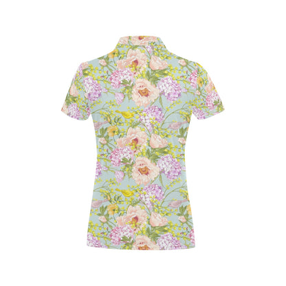 Hydrangea Pattern Print Design HD02 Women's Polo Shirt