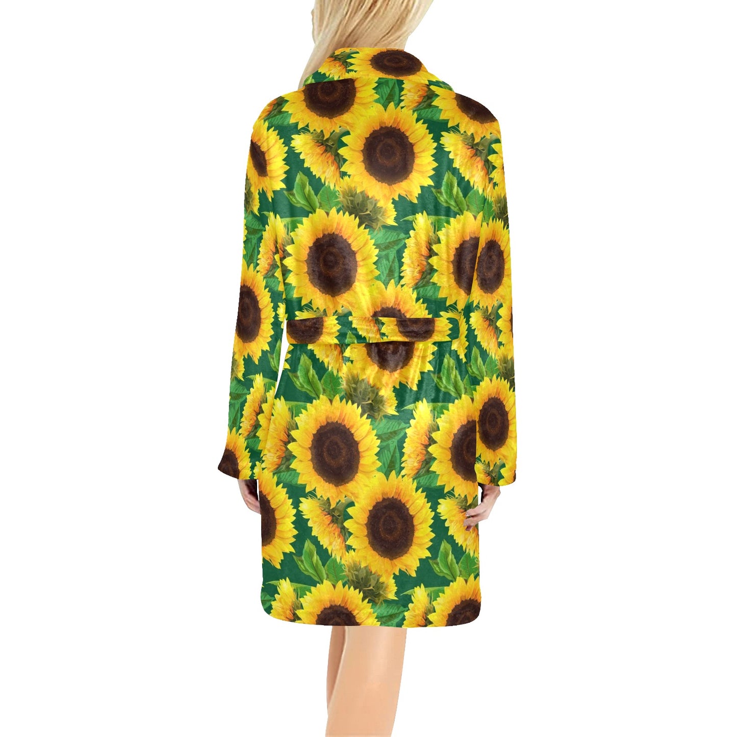 Sunflower Pattern Print Design SF02 Women's Fleece Robe