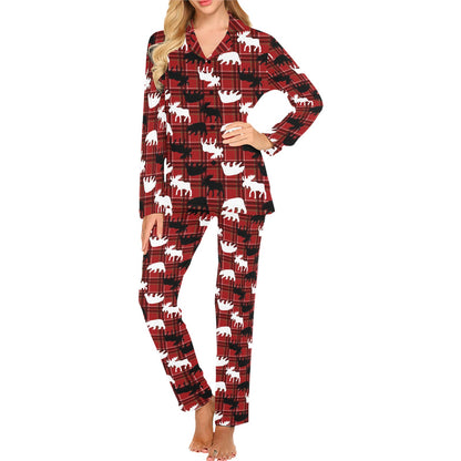 Moose Print Design LKS401 Women's Long Pajama Set