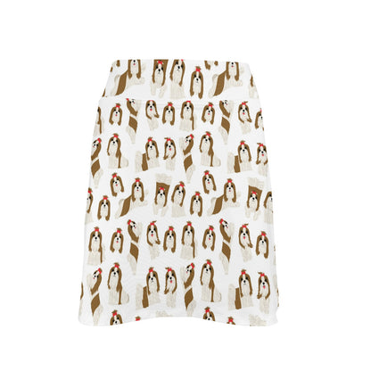 Shih Tzu Print Design LKS302 17" Golf & Pickleball Skort with Pockets