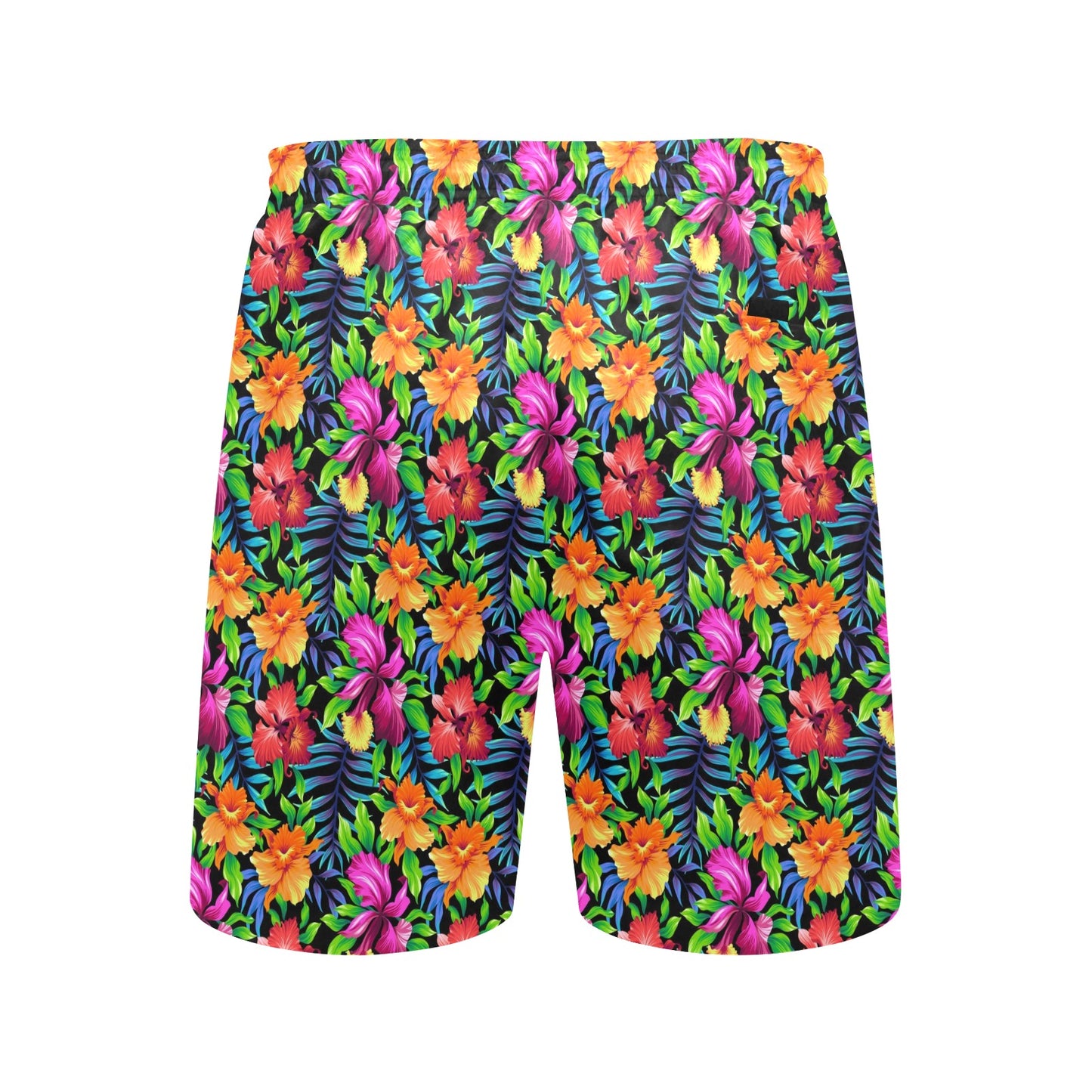 Tropical Folower Colorful Print Men's Swim Trunks Beach Shorts