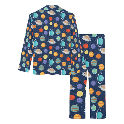 Planet With Star Print Design LKS303 Women's Long Pajama Set