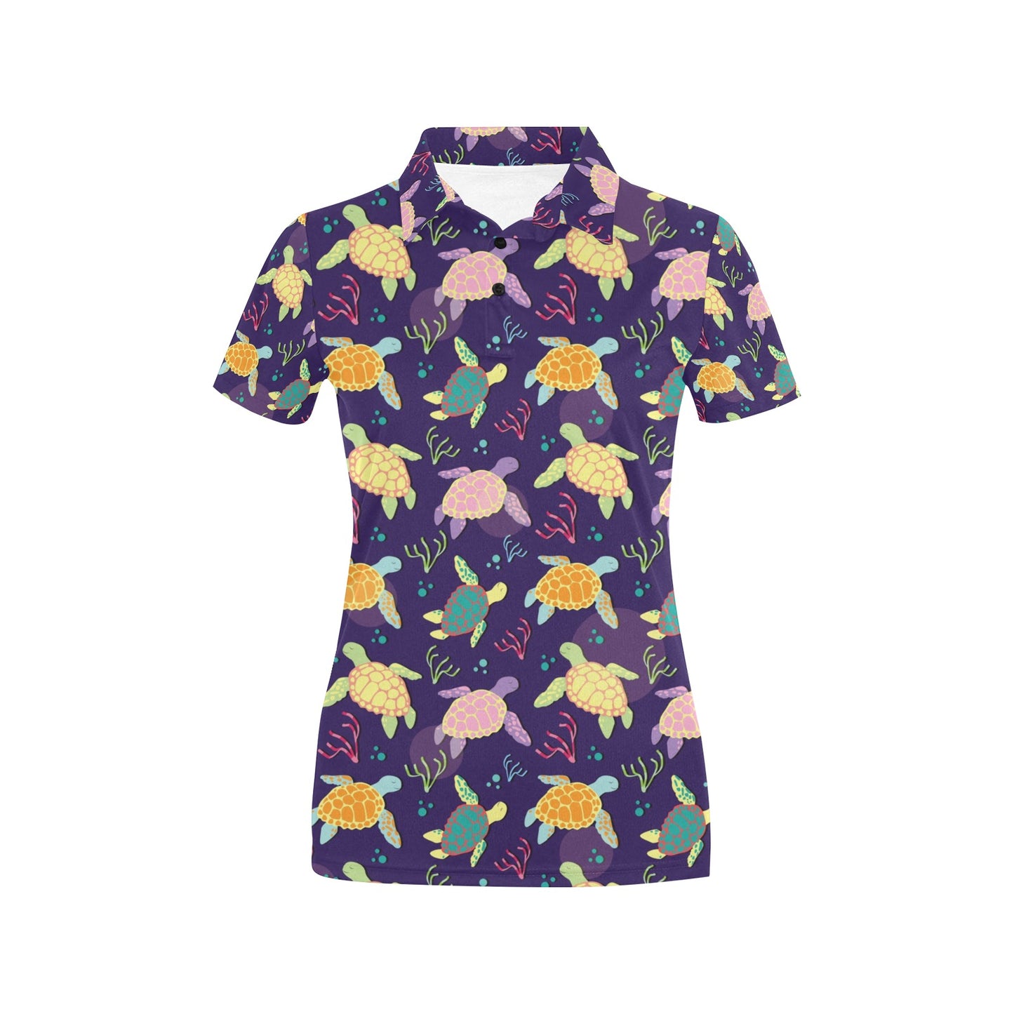 Sea Turtle Color Smile Women's Polo Shirt