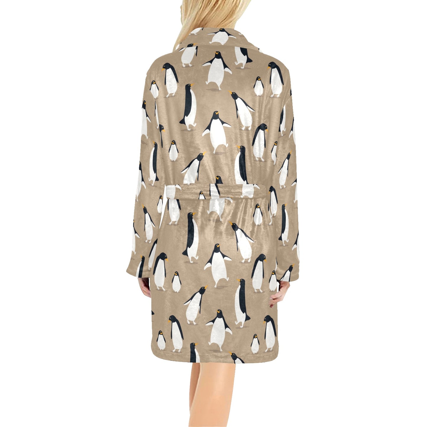 Penguin Pattern Print Design A01 Women's Fleece Robe