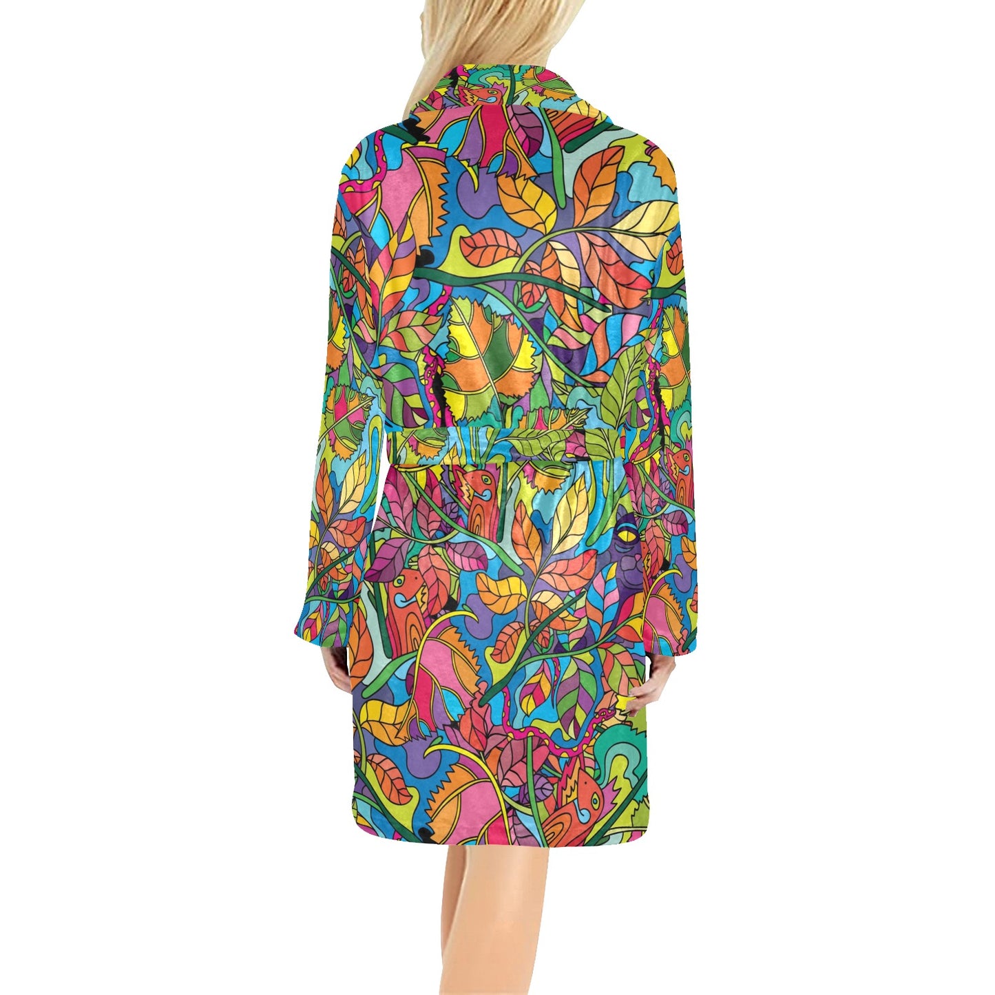 Psychedelic Trippy Flower Print Women's Fleece Robe