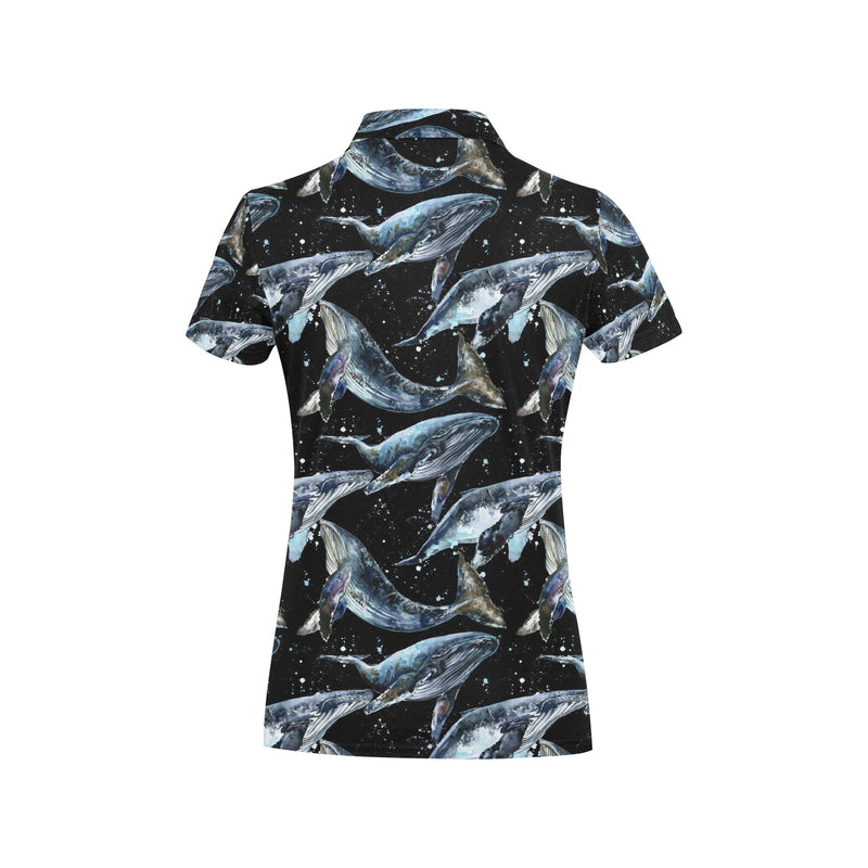 Humpback Whale Pattern Print Design 01 Women's Polo Shirt