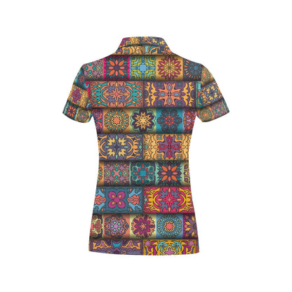Mandala Style Design Print Women's Polo Shirt
