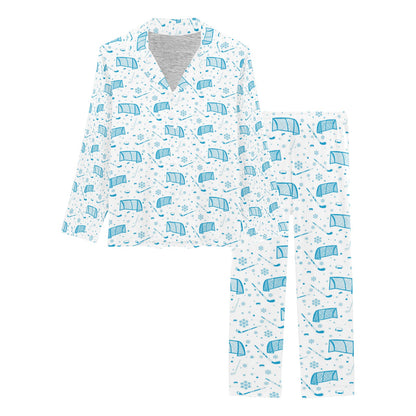 Hockey Print Design LKS303 Women's Long Pajama Set