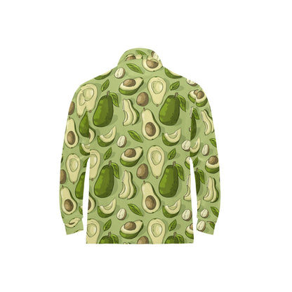 Avocado Pattern Print Design AC03 Long Sleeve Polo Shirt For Men's