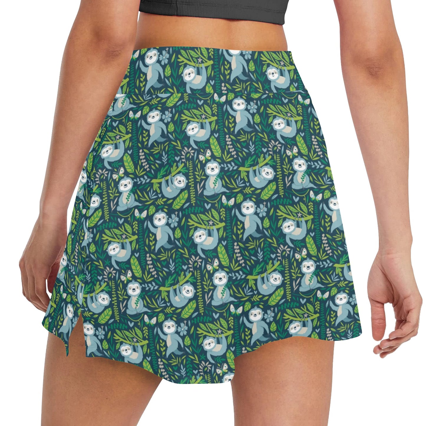 Sloth Print Design LKS304 17" Golf & Pickleball Skort with Pockets