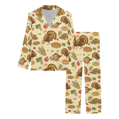 Turkey Pattern Print Design 02 Women's Long Pajama Set