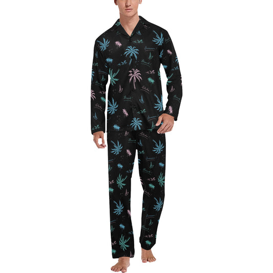 Aloha Hawaii Pattern Print Design 03 Men's Long Pajama Set