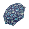 Beach Seashell Blue Print Automatic Foldable Umbrella