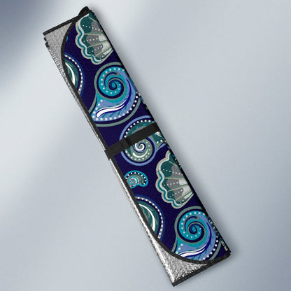Beach Seashell Blue Print Car Sun Shade For Windshield