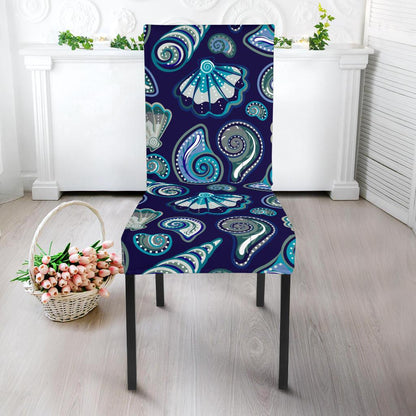 Beach Seashell Blue Print Dinning Chair Slipper-JTAMIGO.COM