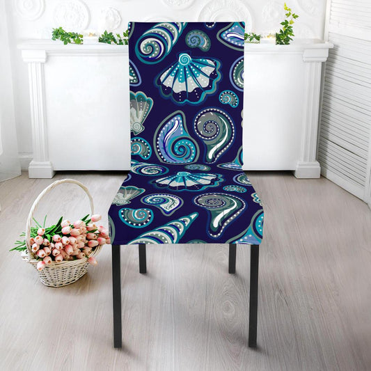 Beach Seashell Blue Print Dinning Chair Slipper-JTAMIGO.COM