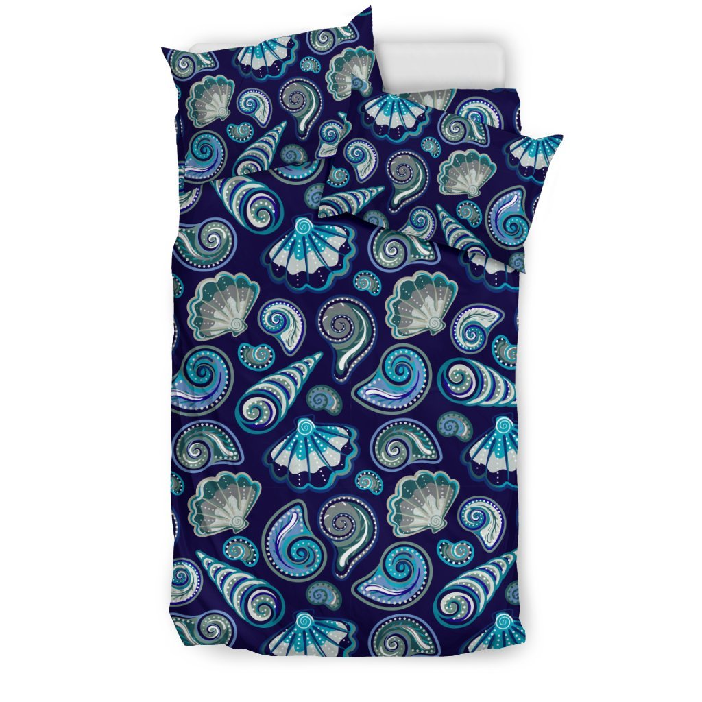 Beach Seashell Blue Print Duvet Cover Bedding Set