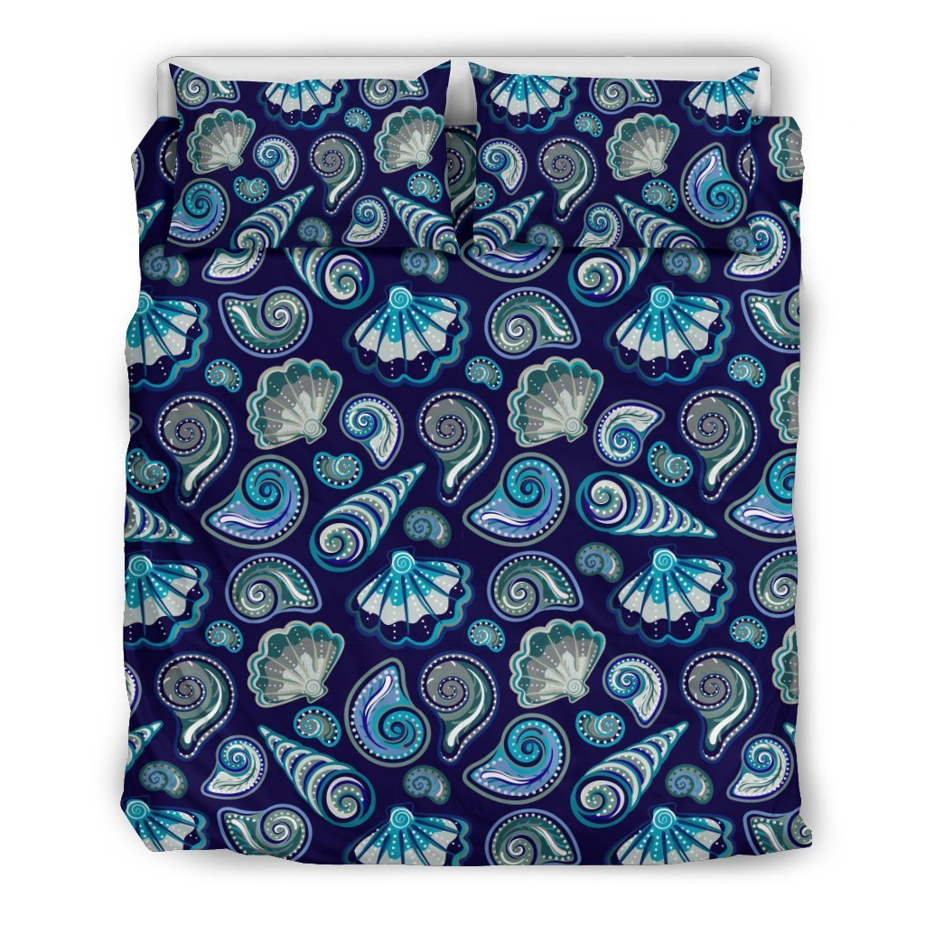 Beach Seashell Blue Print Duvet Cover Bedding Set