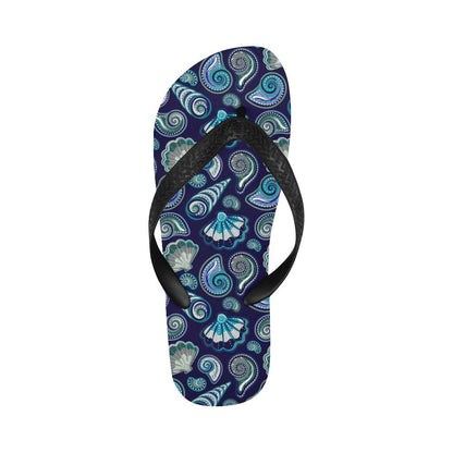 Beach Seashell Blue Print Flip Flops-JTAMIGO.COM