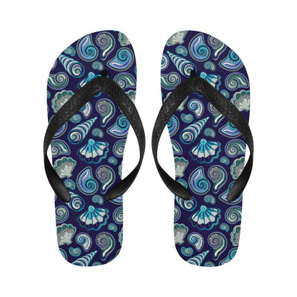 Beach Seashell Blue Print Flip Flops-JTAMIGO.COM