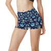 Beach Seashell Blue Print High Waisted Spandex Shorts-JTAMIGO.COM