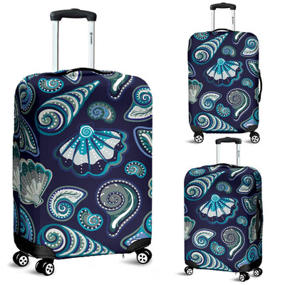Beach Seashell Blue Print Luggage Cover Protector