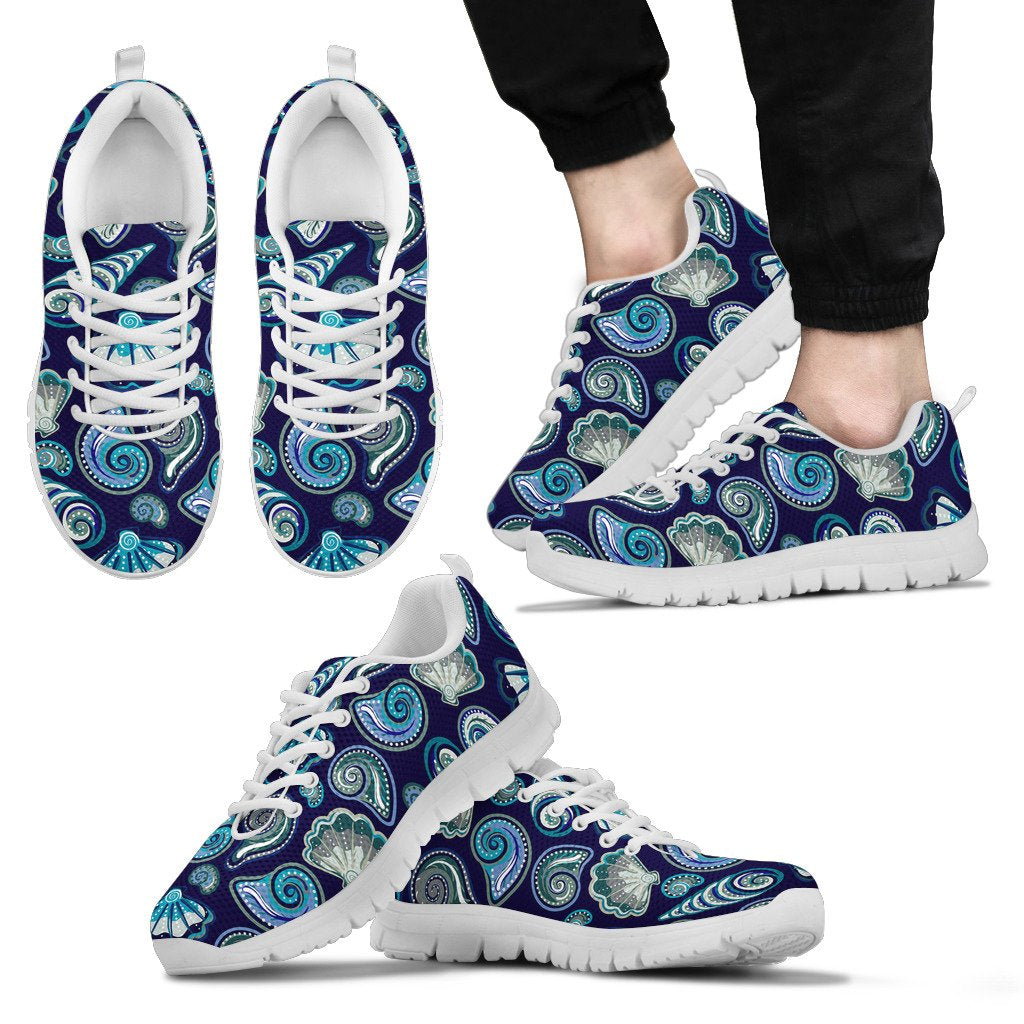 Beach Seashell Blue Print Men Sneakers Shoes