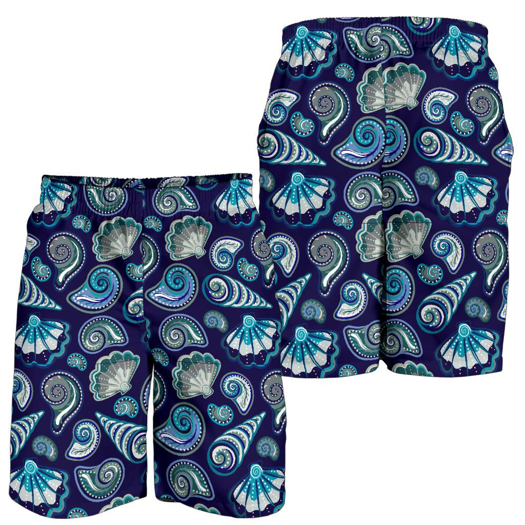 Beach Seashell Blue Print Mens Shorts-JTAMIGO.COM