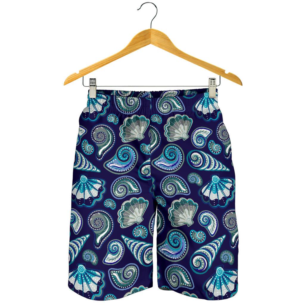 Beach Seashell Blue Print Mens Shorts-JTAMIGO.COM