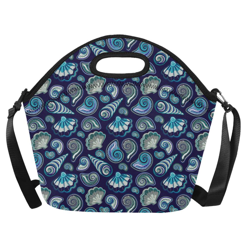 Beach Seashell Blue Print Neoprene Lunch Bag (Model 1669)(Large)-JTAMIGO.COM
