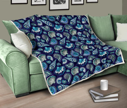 Beach Seashell Blue Print Premium Quilt-JTAMIGO.COM