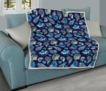 Beach Seashell Blue Print Premium Quilt-JTAMIGO.COM