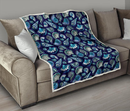 Beach Seashell Blue Print Premium Quilt-JTAMIGO.COM