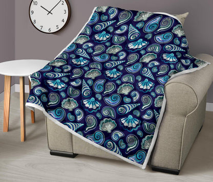 Beach Seashell Blue Print Premium Quilt-JTAMIGO.COM
