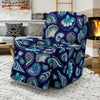 Beach Seashell Blue Print Recliner Slipcover-JTAMIGO.COM