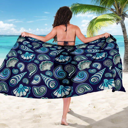 Beach Seashell Blue Print Sarong Pareo Wrap