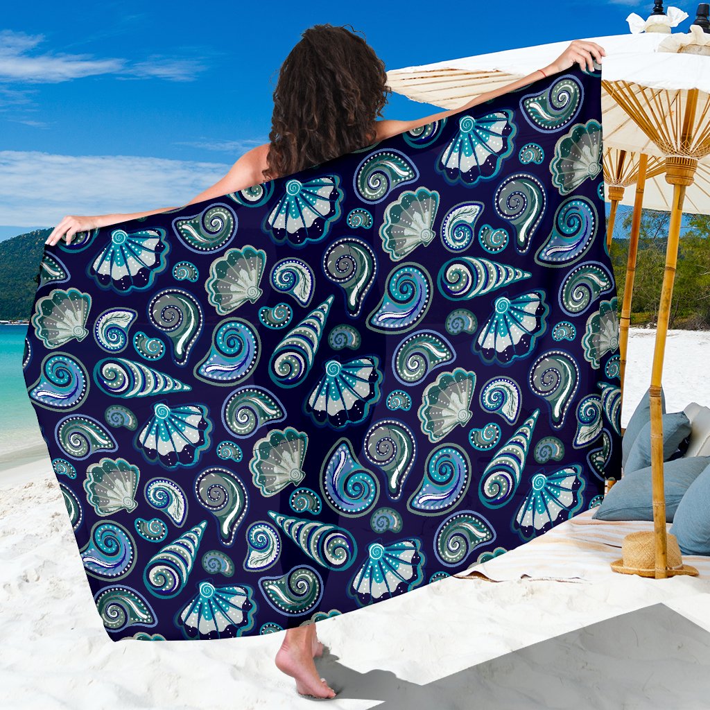 Beach Seashell Blue Print Sarong Pareo Wrap
