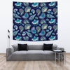 Beach Seashell Blue Print Tapestry