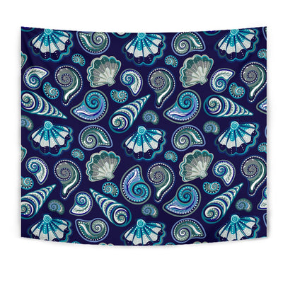 Beach Seashell Blue Print Tapestry