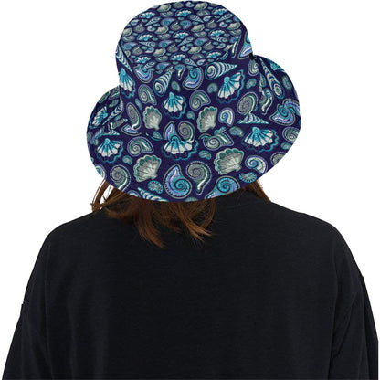 Beach Seashell Blue Print Unisex Bucket Hat